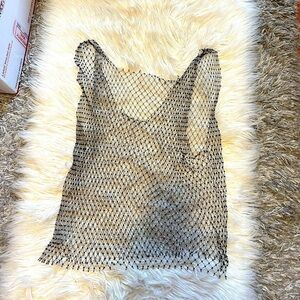 Silver rhinestone mesh top